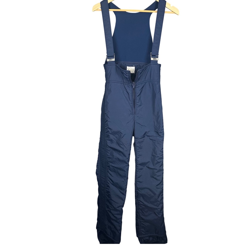 Vintage Roffe Ski Bibs Navy Blue Insulated Overalls Made in USA Mens Small